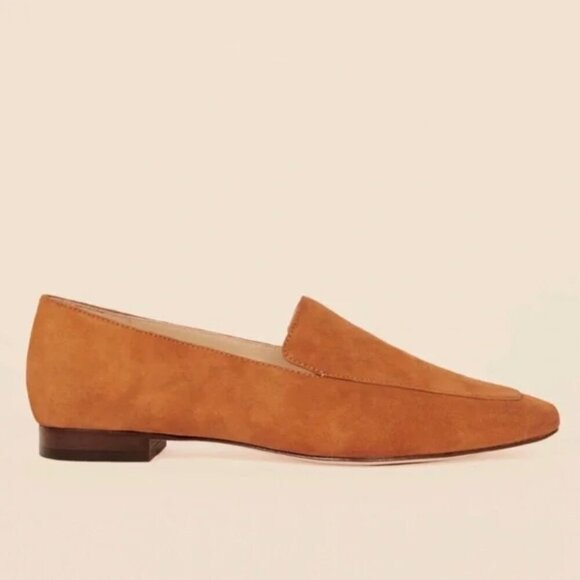 Reformation Bonnie Brown Spice Suede Squaret Toe Contemporary Loafers Size 9.5 - Picture 1 of 10